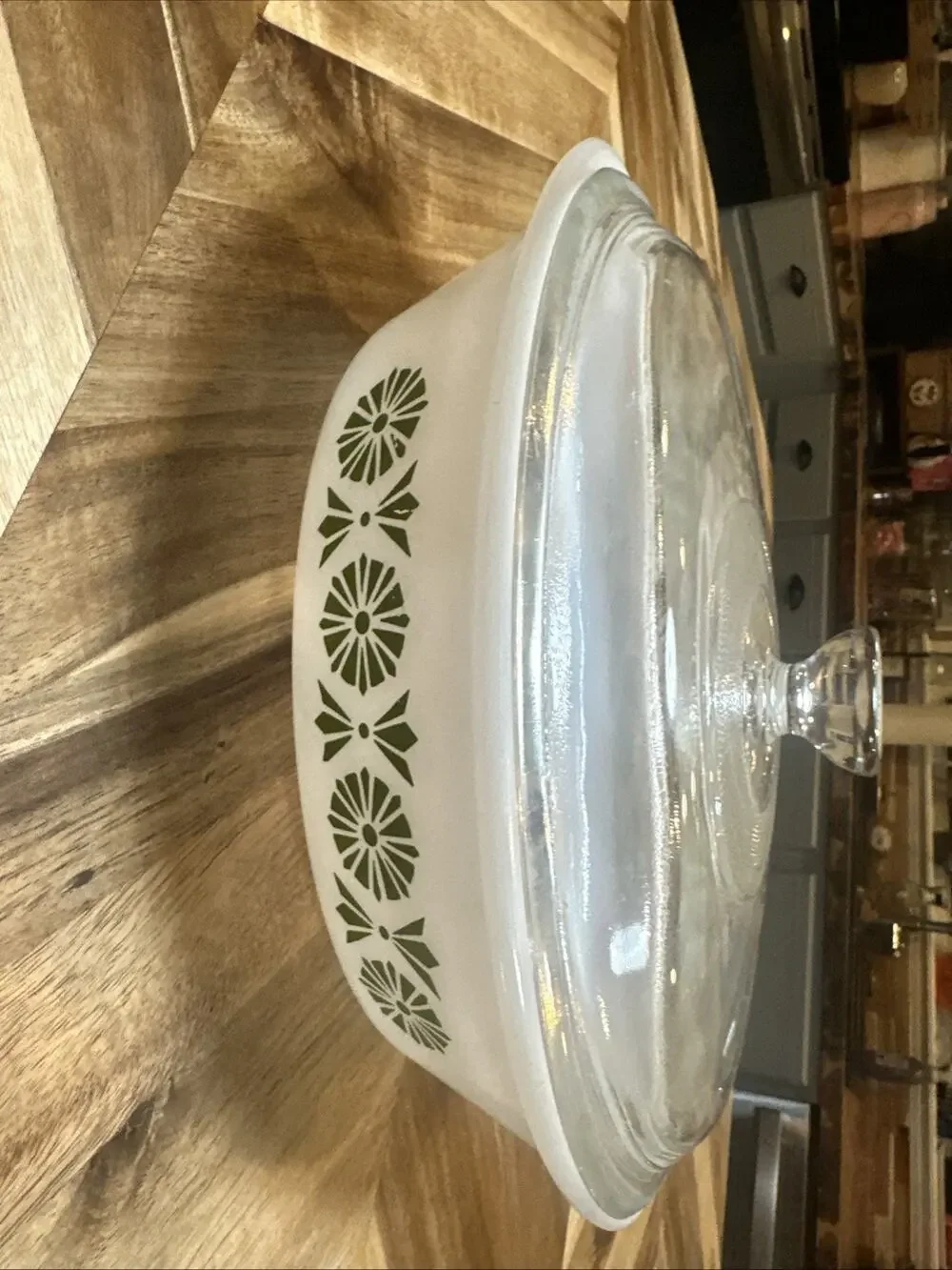 Green Daisies Glasbake Oval Casserole Dish With Lid 1 Quart